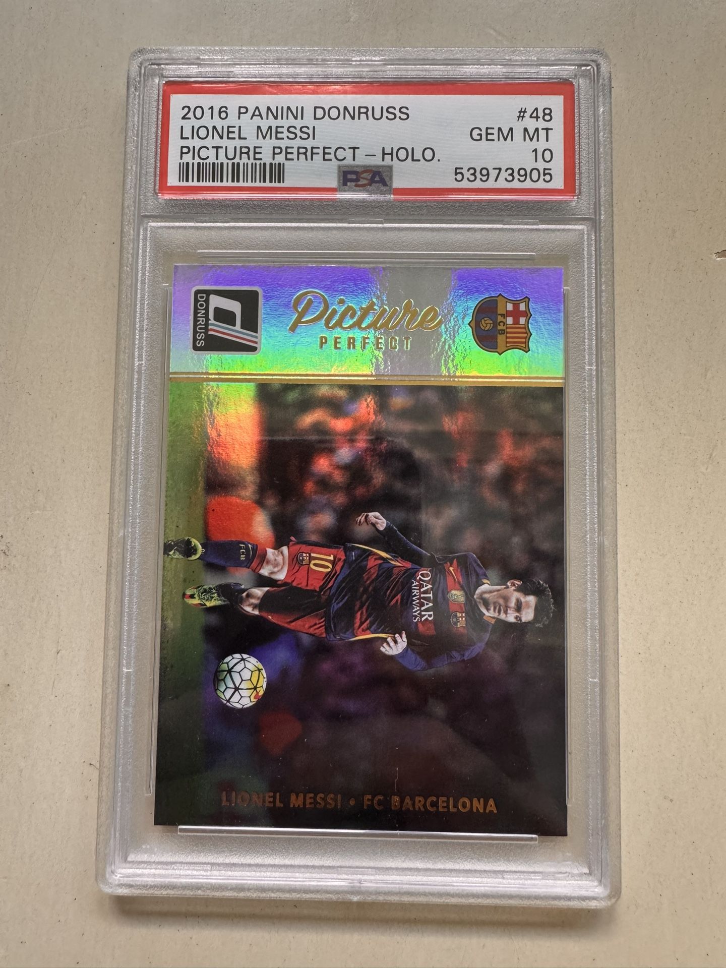 2016 Donruss Lionel Messi Picture Perfect Holo #48 PSA 10 FC Barcelona