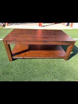 Solid Wood Coffee Table with Lower Shelf