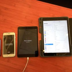 (4) items iphone  8 plus 7th GEN ipad & mini A1432 SILVER 2nd gen w/box VINTAGE iPhone A1303