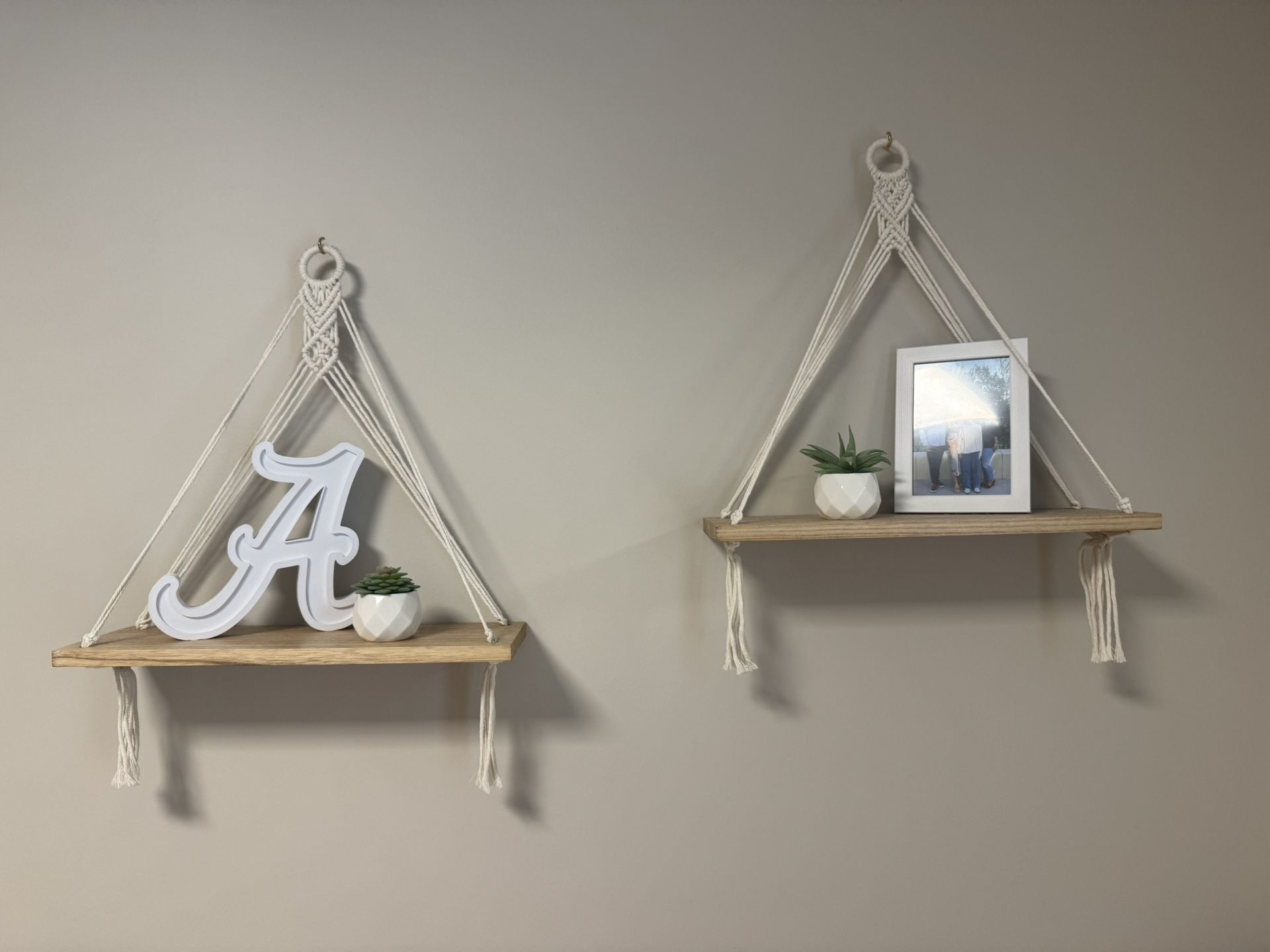 Macrame Boho Hanging Shelves  Set of 2