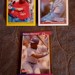 Lot Of 3 Vintage 1988/1991 Baseball Trading Cards 3pc