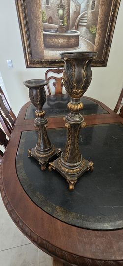 LUXURY ACCENTS - Pair of Oversized Baroque Style Candlesticks