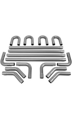 16PCS 2 INCHES MILD STEEL DIY CUSTOM EXHAUST TUBING MANDREL BEND PIPES STRAIGHT & U-BEND KIT, UNIVERSAL FIT