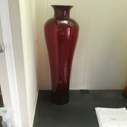 Blenko 8310 L.  Ruby Red Vase. With Hand Logo Label