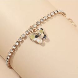 Butterfly Charm Rhinestone Bracelet 