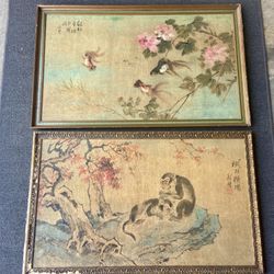 Hand-Painted Taiwanese Chinese Batik Paintings 