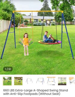 660 LBS Extra-Large A-Shaped Swing Stand with Anti-Slip Footpads (Without Seat)