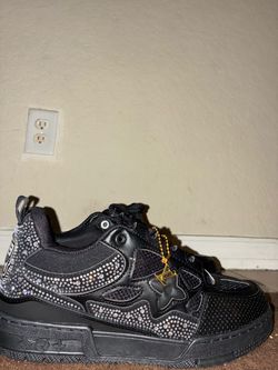 Louis Vuitton LV Skate Sneakers Black Rhinestones #louisvuitton