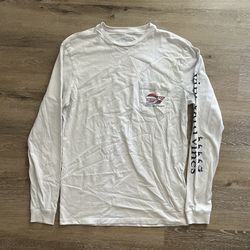 Vineyard Vines Long Sleeve Merry Christmas Whale Graphic Pocket Shirt White XS 