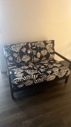 Black & White Floral Loveseat Sofa