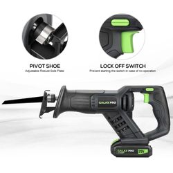 GALAX PRO Reciprocating Saw, Cordless Reciprocating Saw with battery, 20V 2.0Ah Cordless Saw, 3pcs 6-inch Wood Saw Blade & 2pcs 6-inch Metal Saw Blade