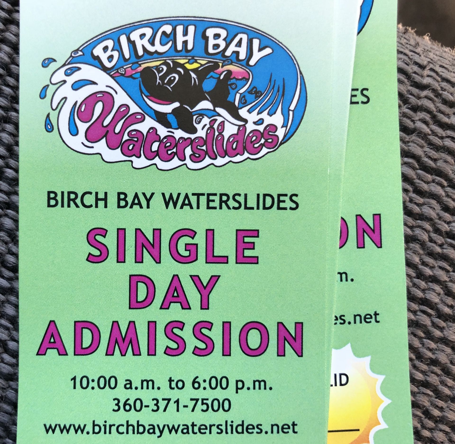 4 water park passes. Birch Bay Waterslides