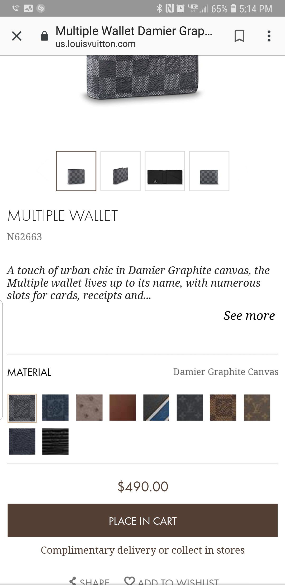 Shop Louis Vuitton DAMIER GRAPHITE Multiple wallet (N62663) by