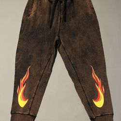 Nike Sportwear Washed Brown Flame Swoosh Sweatpants Joggers New DS