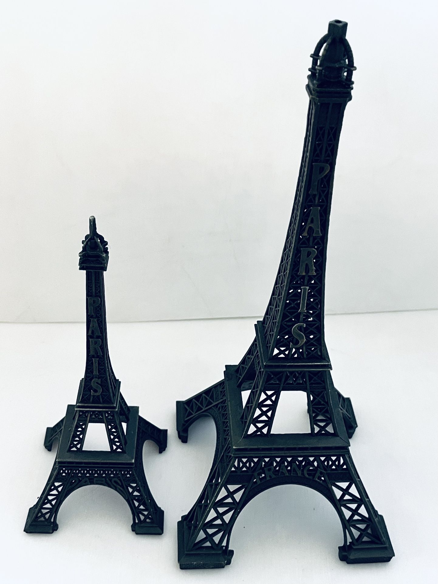 12" And 7" Metal Eiffel Tower Statues