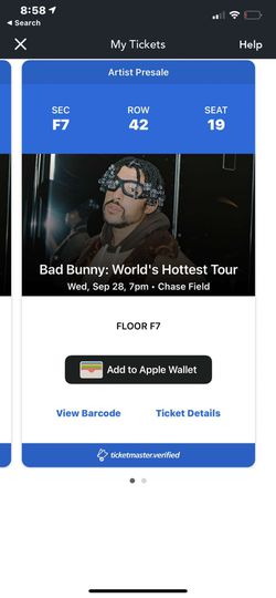 2 Floor F7 Tickets - Bad Bunny Concert  Thumbnail
