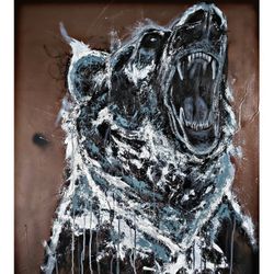 Original Hand Painted Oil And Acrylic Grizzly
