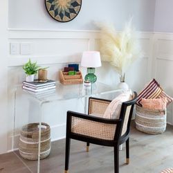 Brand New In Box Acrylic Waterfall Desk Console Table Bar