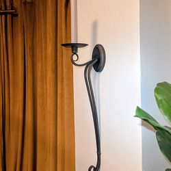 Pair of Wrought Iron Wall Candle Sconces
