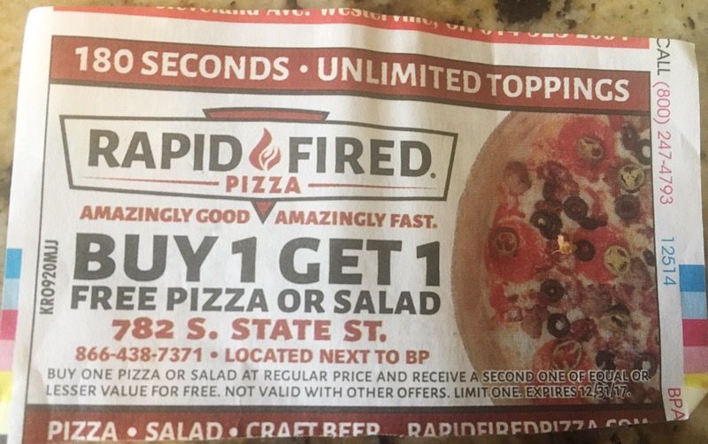 Rapid Fired Pizza BOGO Coupons