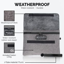 Bag with 3 Digit Combination Lock - 11x8 inches Weatherproof Pouch - Lock Bag - Travel Storage Case

