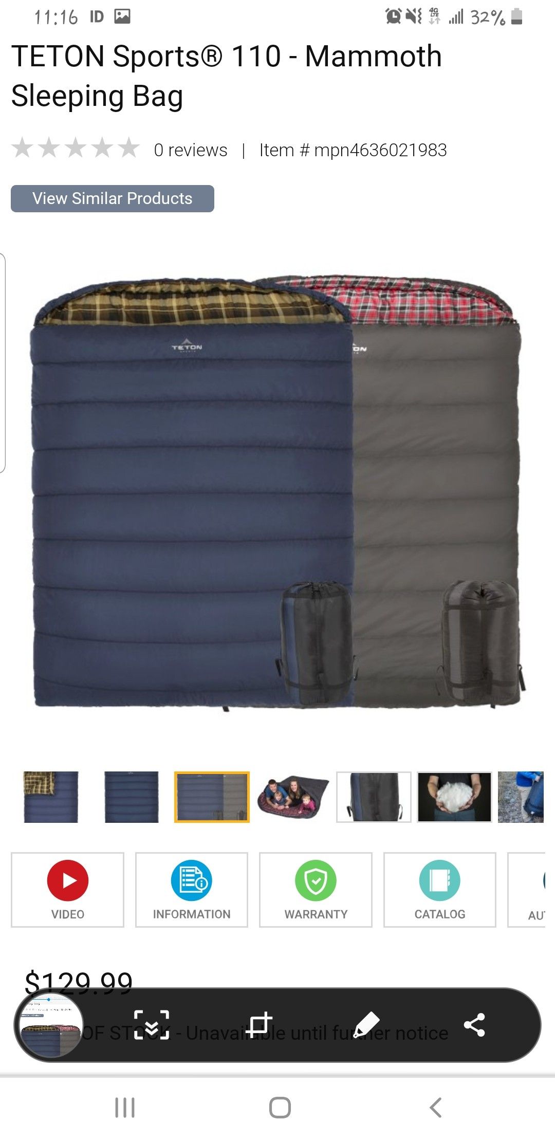 (One) Teton queen sleeping bag, NEW