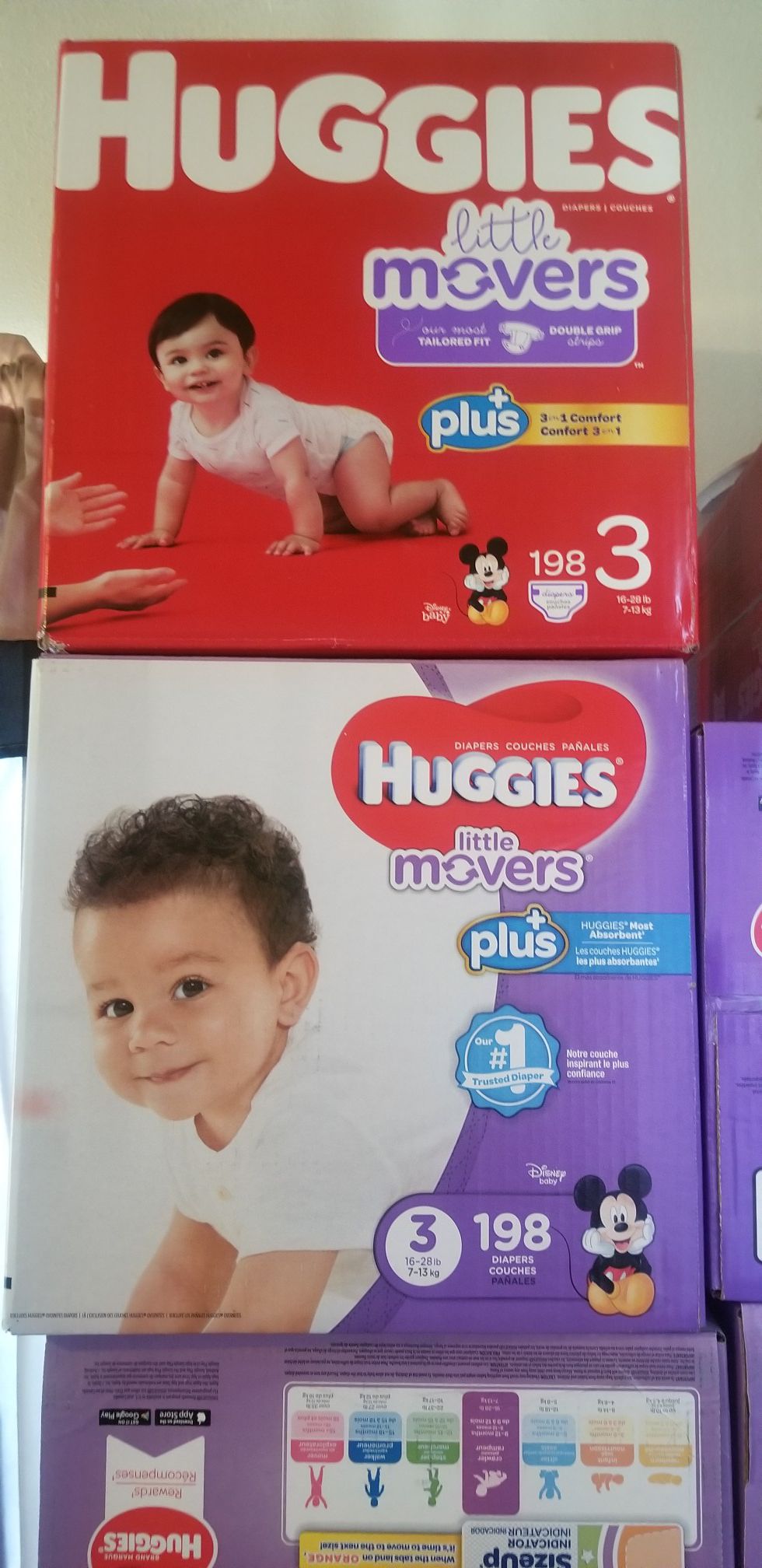 Huggies little movers size 3 198 daipers $42 each box firm