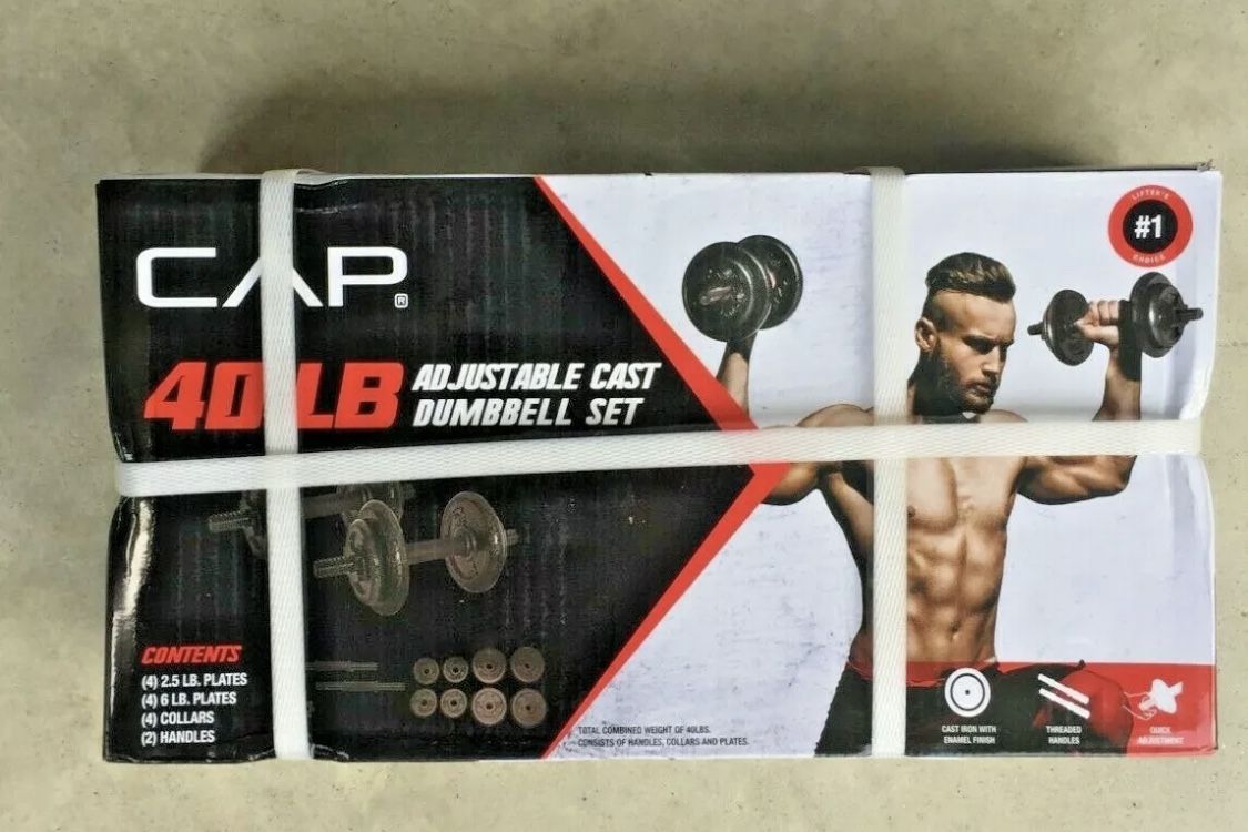 Brand new CAP 40lb Adjustable Cast Dumbbell Set