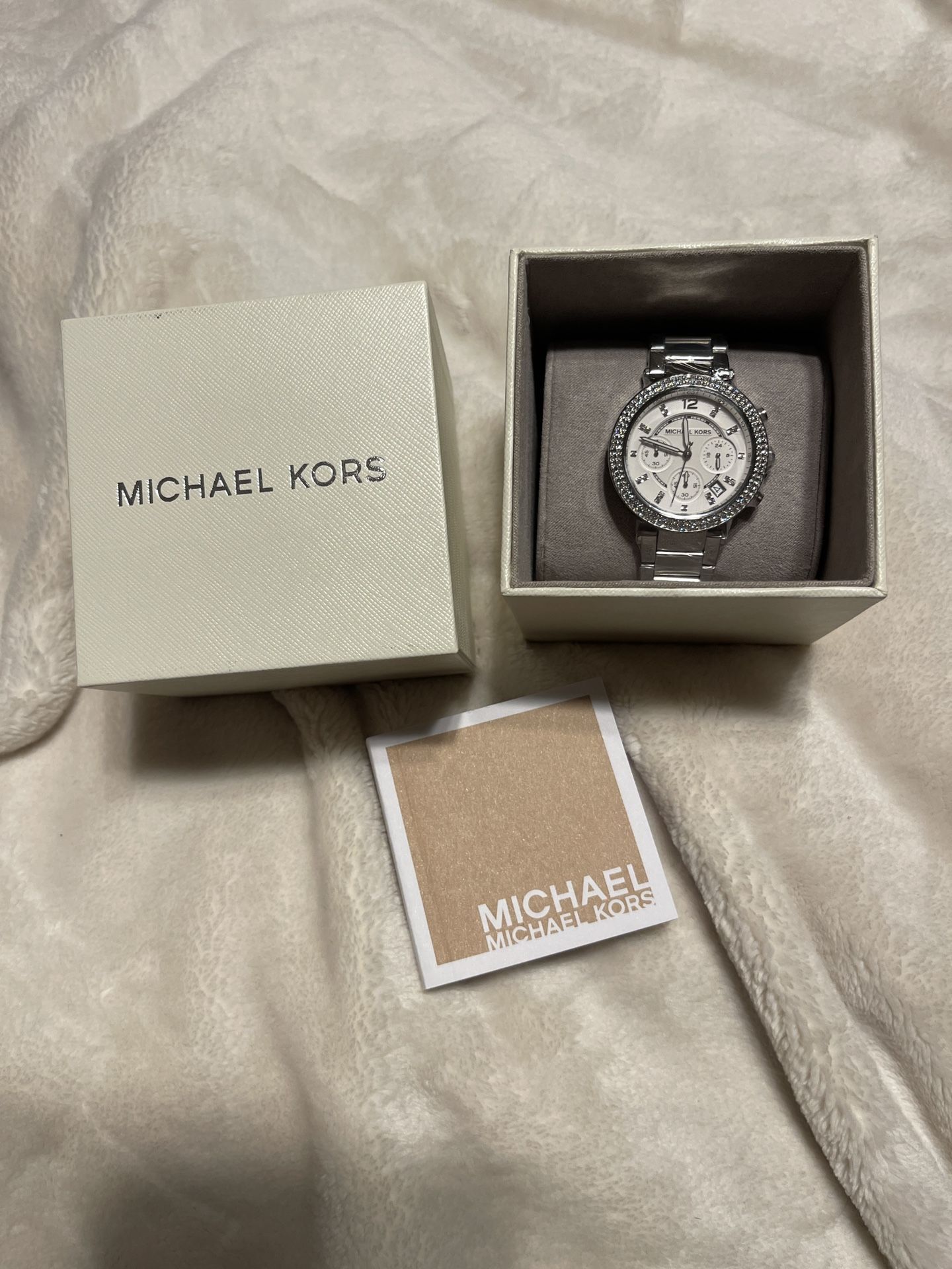 New Michael Kors Women's Chronograph Parker Stainless Steel Bracelet Watch MK5353 Jewel Bezel