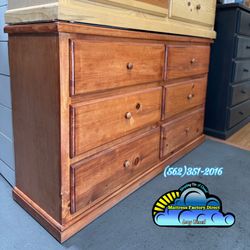 Six Drawer Oak Pinewood Chest Dresser New