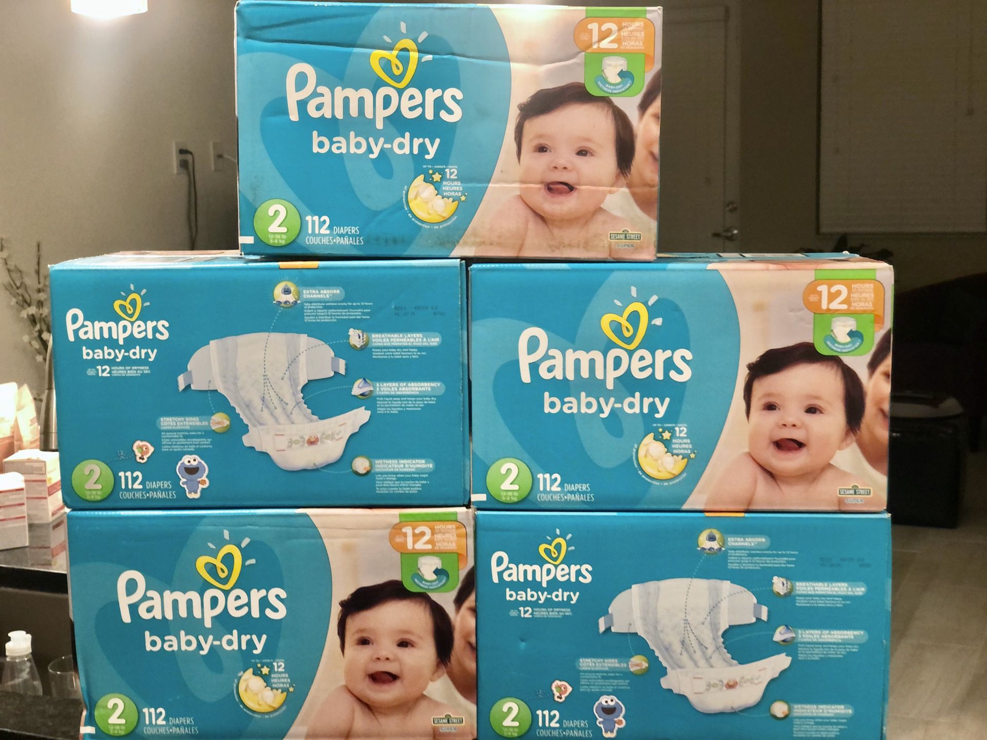 PAMPERS BABY DRY DIAPERS - SIZE 2 - 112 COUNT