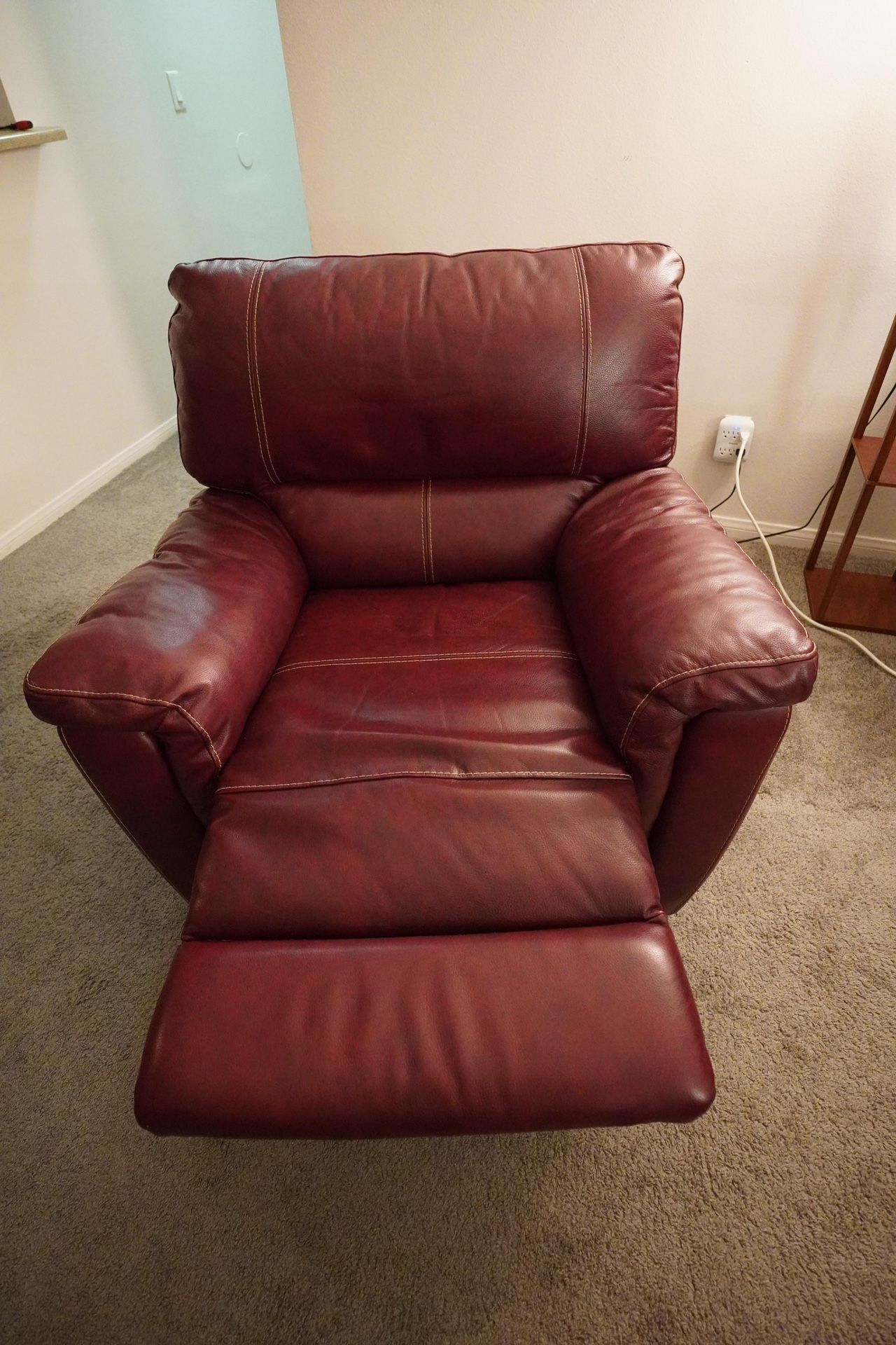 Red Leather Reclining Armchair