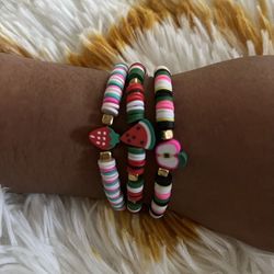 Clay Bead Fruits Bracelets Set