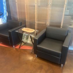Lobby Chairs and Glass Table
