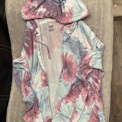 PINK tie dye Hoodie (L)