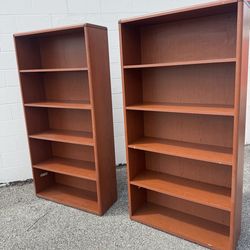 Set of 2 Wooden Bookshelves 5 Shelf Bookcases