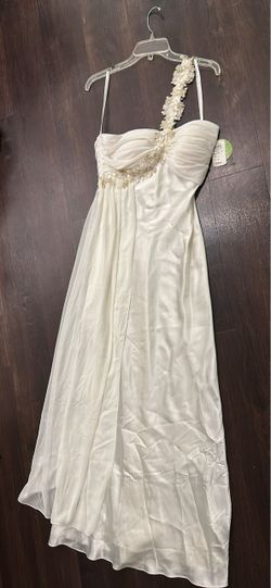 White One-Shoulder Beaded Formal Gown