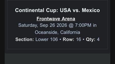 Continental Cup USA vs Mexico Tickets x4