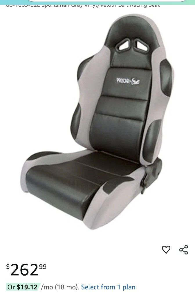 New Procar Scat Car Sport Seat Right Passenger Fabric Seat Vinyl Patches Sportsman
