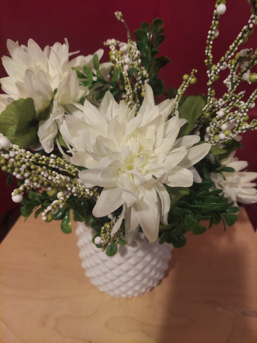 White And Green Floral Arrangement 