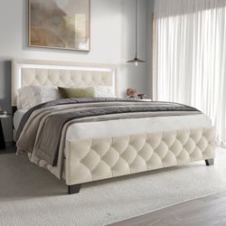 Beige Mirrored Bed frame
