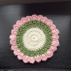 Handmade Floral Crochet Coaster