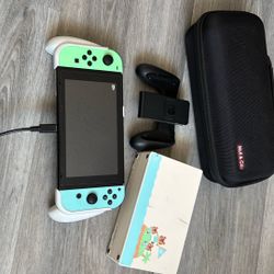 Animal Crossing Switch LCD Model Used No Games With Grip And Case