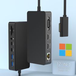 Dock Triple Power Supply 12 in 1  Docking Station For Microsoft Surface Pro