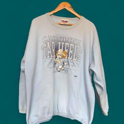 90s UNC Tar Heels crewneck sweatshirt with Carolina Tar Heels mascot graphic