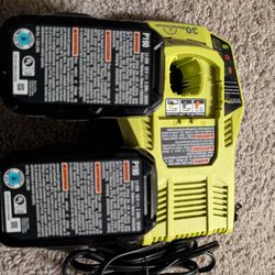Ryobi - Two 36 Wh Batteries And Charger 