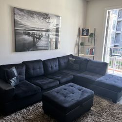 Black Sectional Sofa And Ottoman 