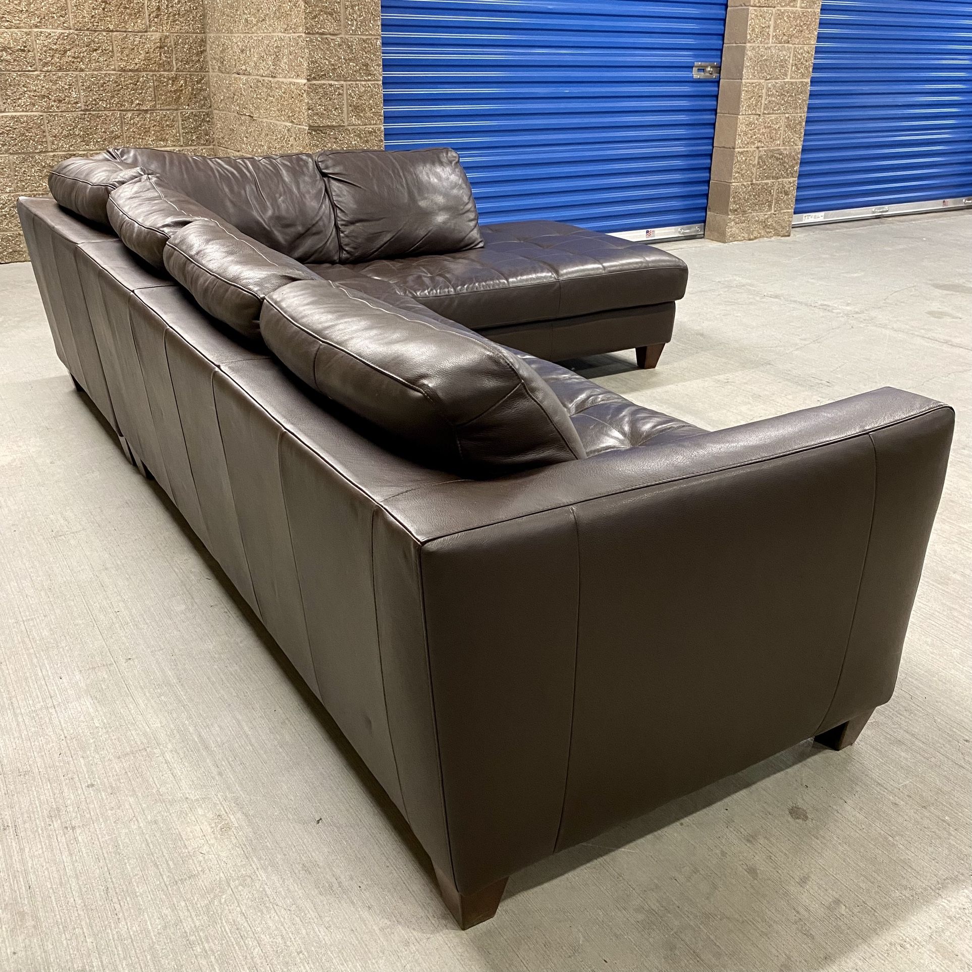 Macy’s Brown Genuine Leather L Sectional Couch Sofa (FREE DELIVERY