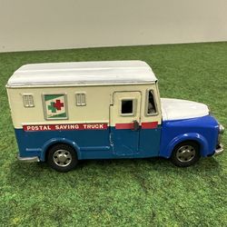 Vintage Tin Friction Dodge Postal / Coin Bank - 1960’s