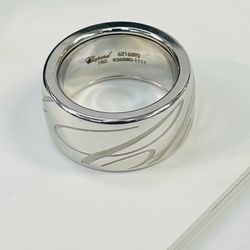 Chopard Chopardissimo Ring 18k White Gold Wide Dome Band Size 7 (54) NEW  19.4gr